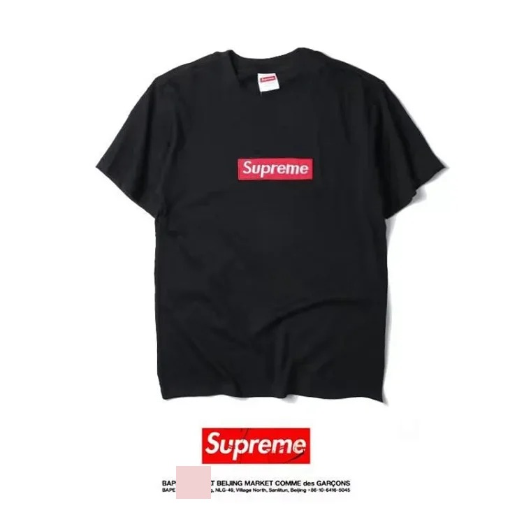 2026ss spring and summer trendy brand new product European and American Superme classic embroidered BOX short-sleeved T-shirt pure cotton men and women couple wear class uniform tops trendy image 2