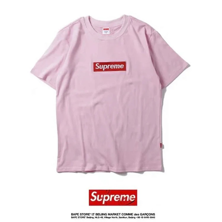 2026ss spring and summer trendy brand new product European and American Superme classic embroidered BOX short-sleeved T-shirt pure cotton men and women couple wear class uniform tops trendy image 4