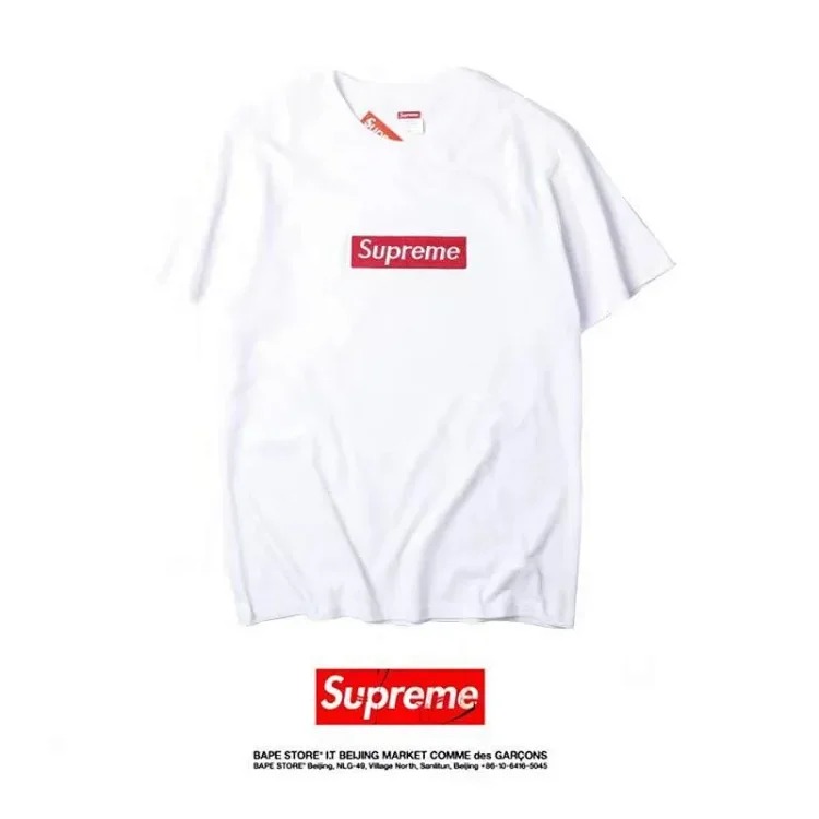 2026ss spring and summer trendy brand new product European and American Superme classic embroidered BOX short-sleeved T-shirt pure cotton men and women couple wear class uniform tops trendy image 5