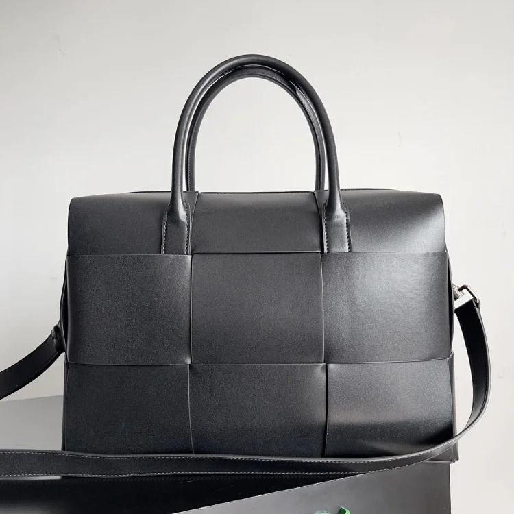 Bottega Veneta large plaid woven men's briefcase