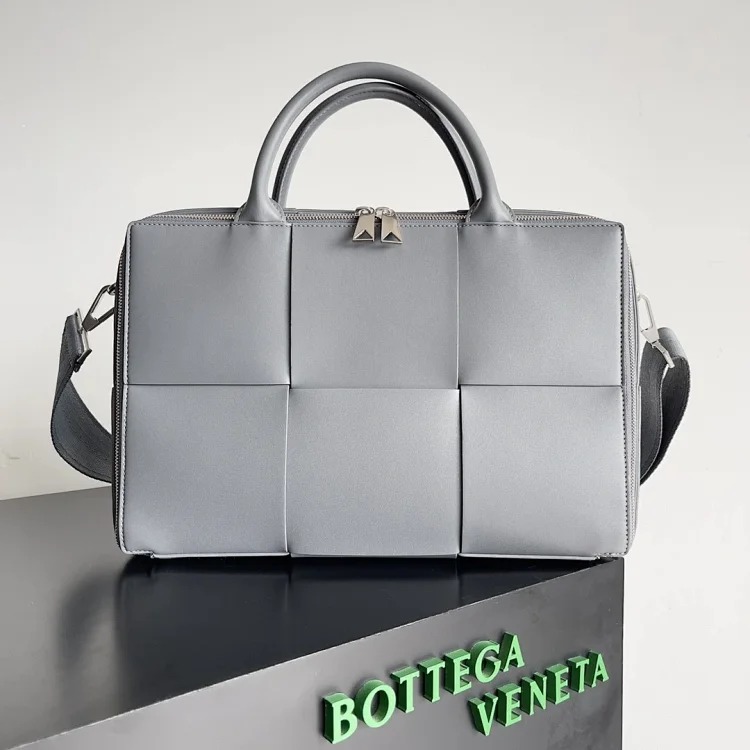 Bottega Veneta large plaid woven men's briefcase