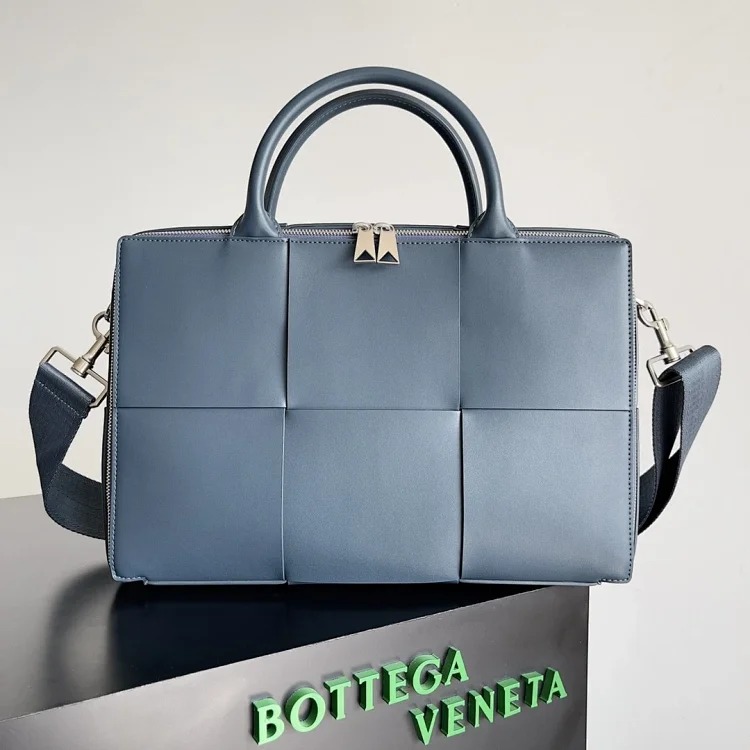 Bottega Veneta large plaid woven men's briefcase