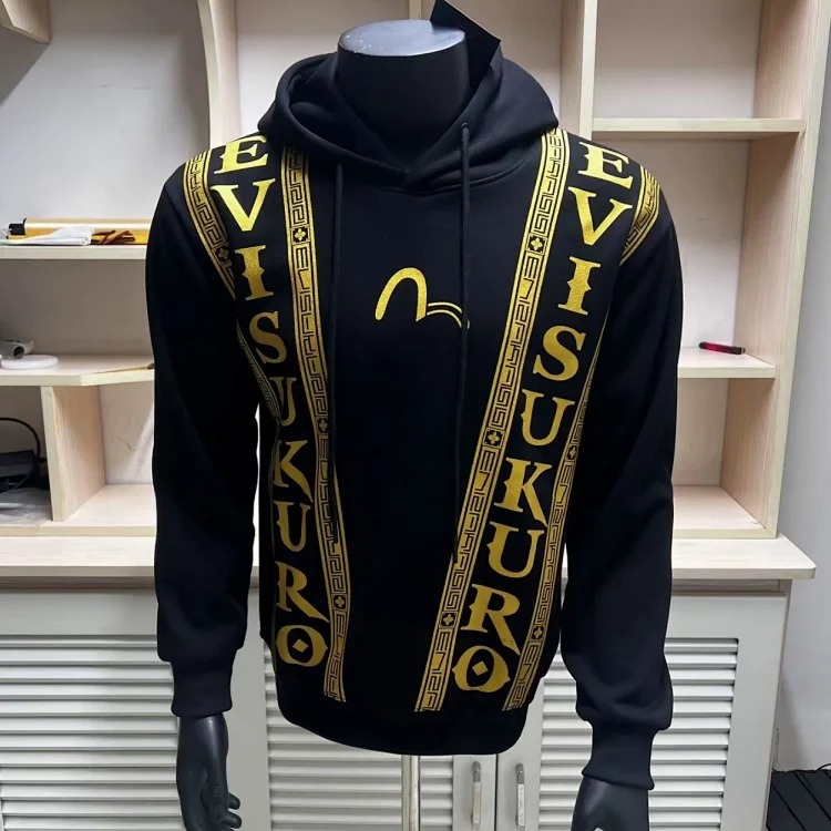 [Ready stock and shipped in seconds] New EV Fushen black gold hooded heavy sweatshirt