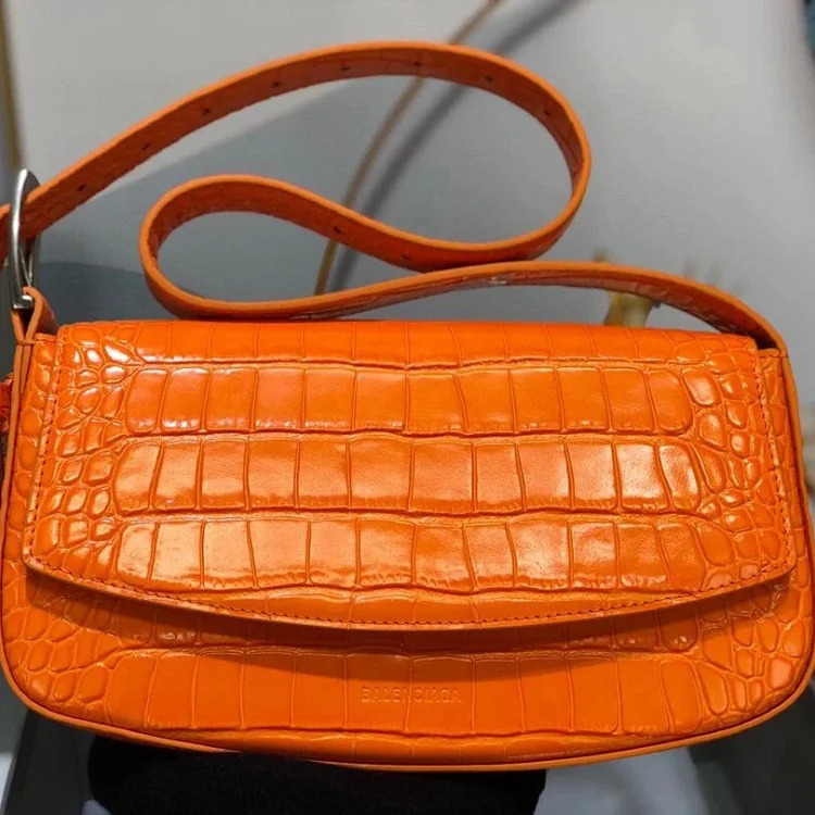 Balenciaga crocodile pattern first layer calfskin shoulder handbag women's bag