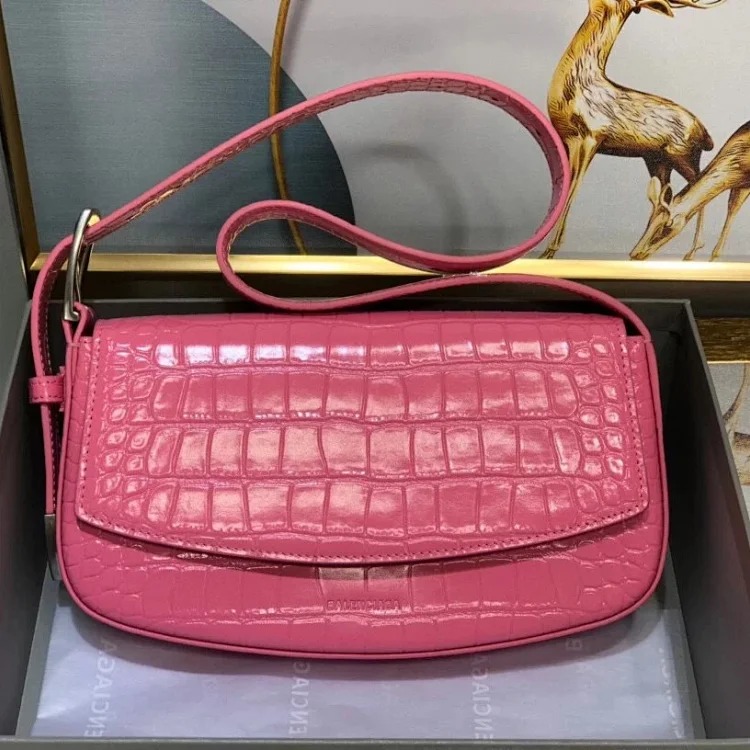 Balenciaga crocodile pattern first layer calfskin shoulder handbag women's bag