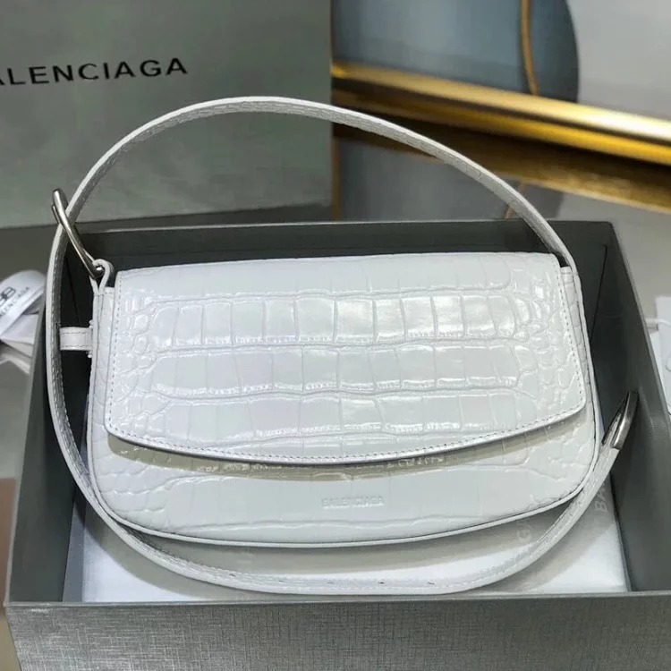 Balenciaga crocodile pattern first layer calfskin shoulder handbag women's bag