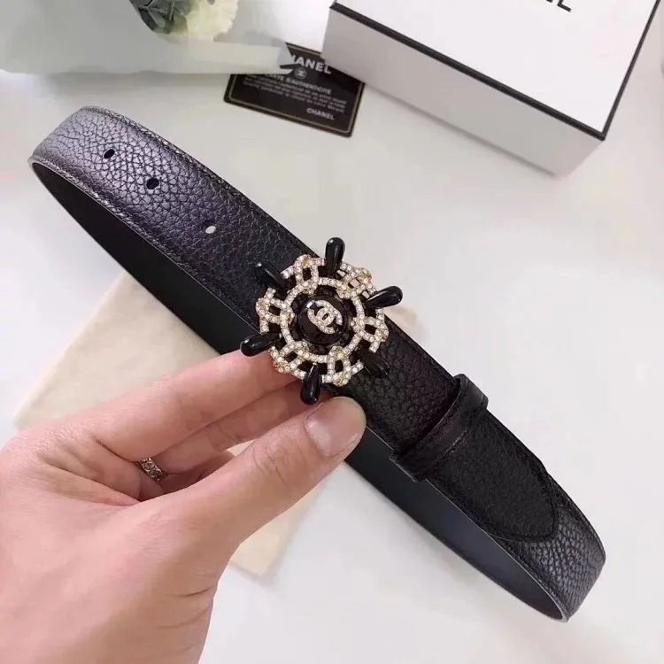 Original counter version comes with packaging leather diamond buckle belt, full leather belt, women's casual versatile trendy trousers belt, men's and women's business casual belt belt, me