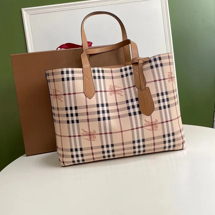 Burberry classic double-sided shopping bag lightweight large-capacity handbag tote bag women's bag canvas bag shoulder bag