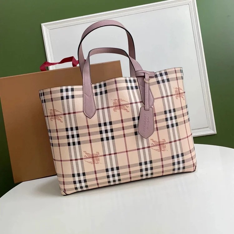 Burberry classic double-sided shopping bag lightweight large-capacity handbag tote bag women's bag canvas bag shoulder bag