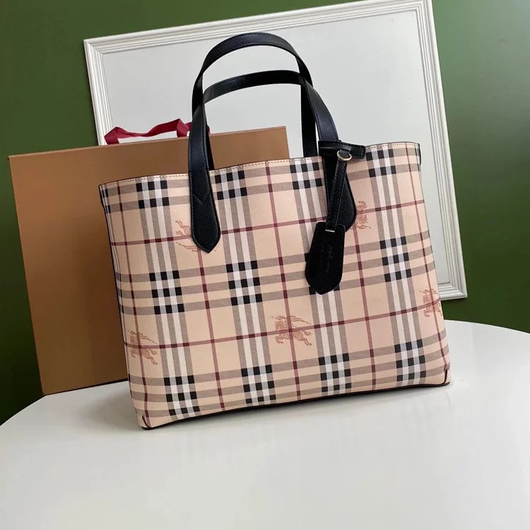 Burberry classic double-sided shopping bag lightweight large-capacity handbag tote bag women's bag canvas bag shoulder bag