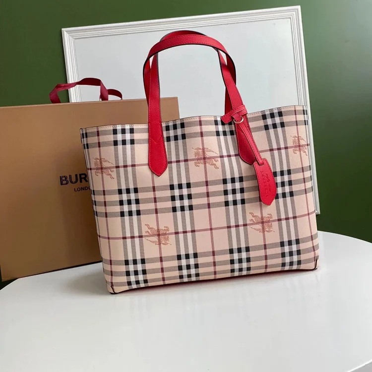 Burberry classic double-sided shopping bag lightweight large-capacity handbag tote bag women's bag canvas bag shoulder bag