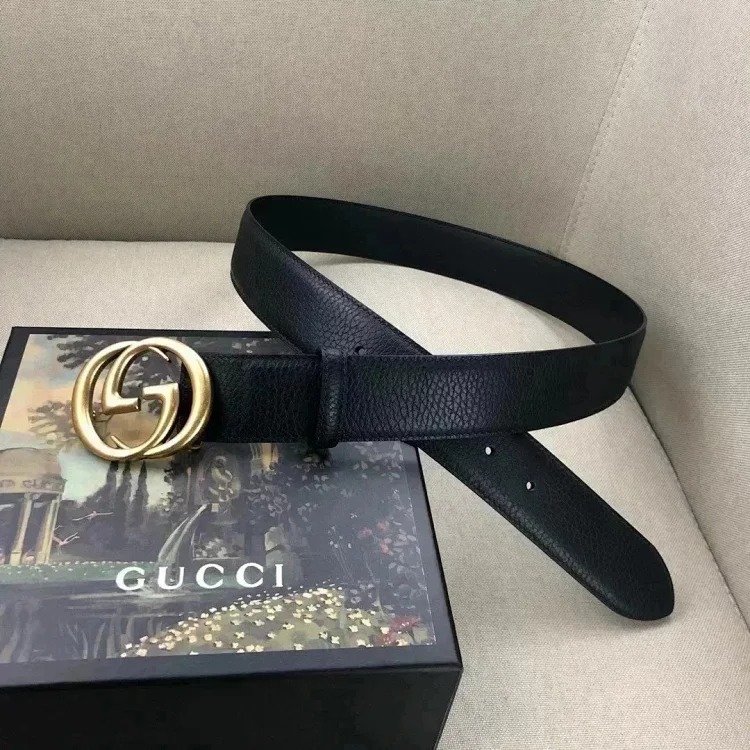 Gucci counter version cowhide double buckle belt belt