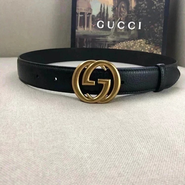 Gucci counter version cowhide double buckle belt belt