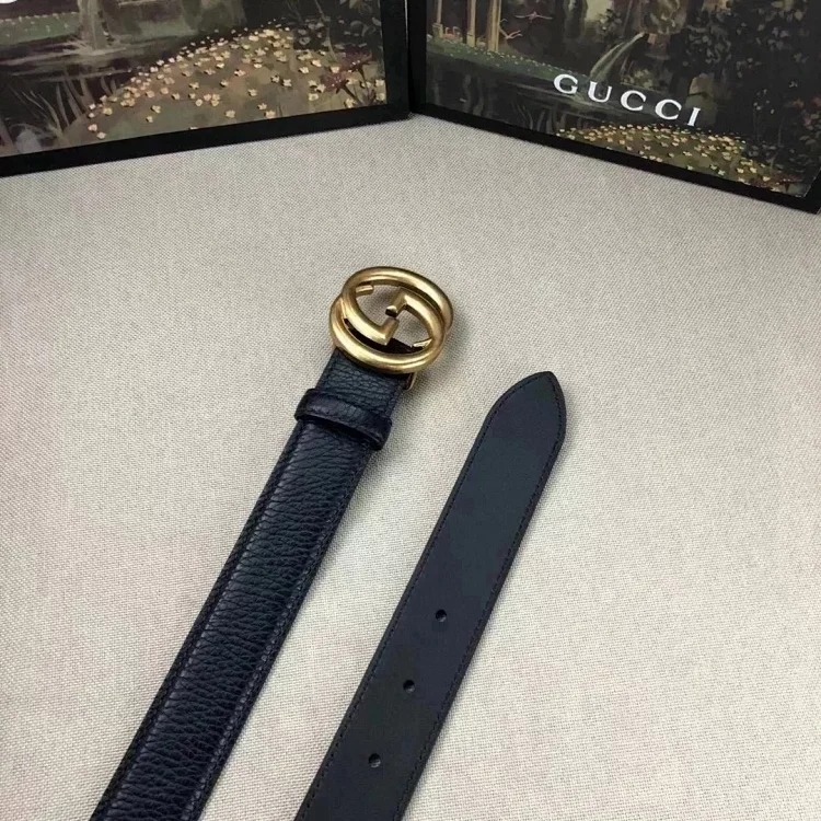 Gucci counter version cowhide double buckle belt belt