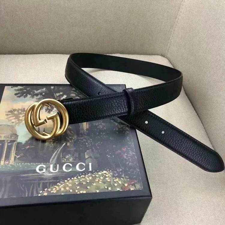 Gucci counter version cowhide double buckle belt belt