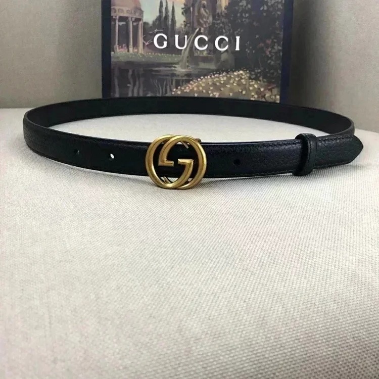 Gucci counter version cowhide double buckle belt belt