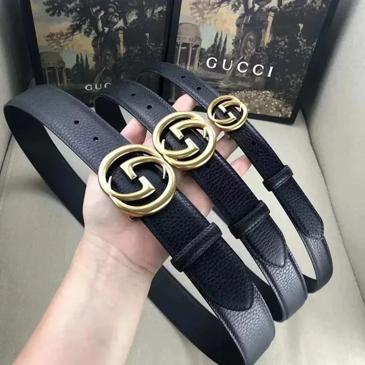 Gucci counter version cowhide double buckle belt belt