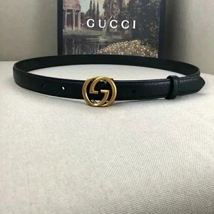 Gucci counter version cowhide double buckle belt belt