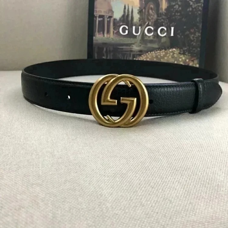 Gucci counter version cowhide double buckle belt belt