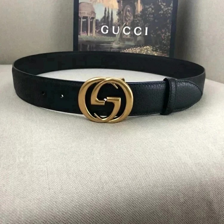 Gucci counter version cowhide double buckle belt belt