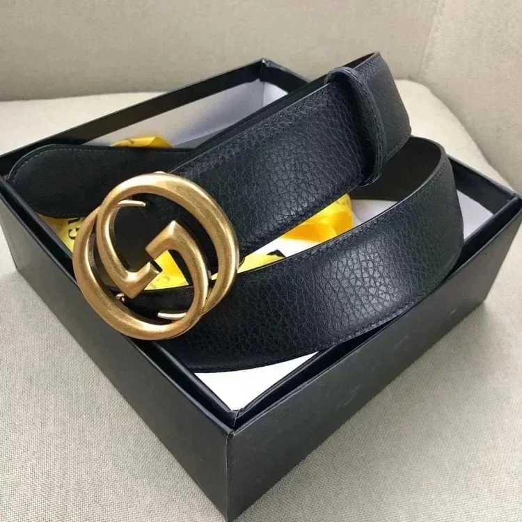 Gucci counter version cowhide double buckle belt belt