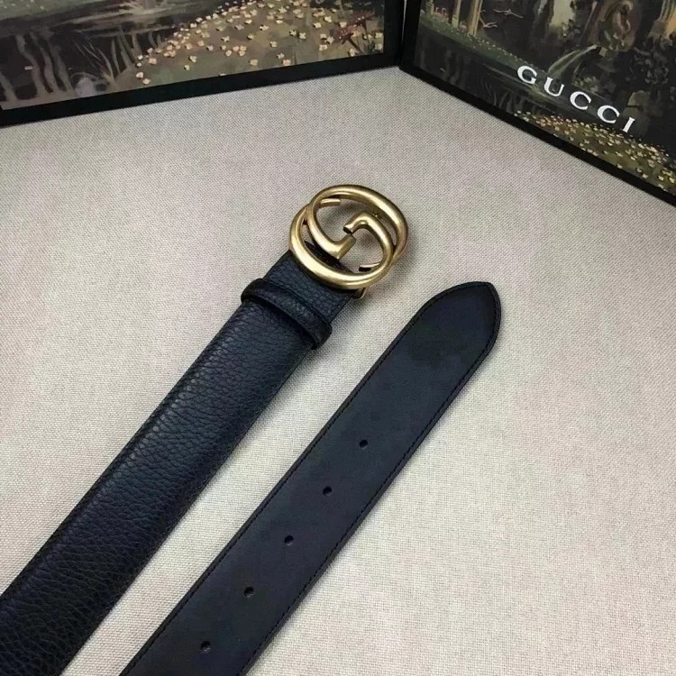 Gucci counter version cowhide double buckle belt belt