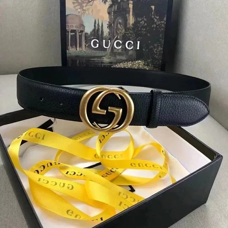 Gucci counter version cowhide double buckle belt belt