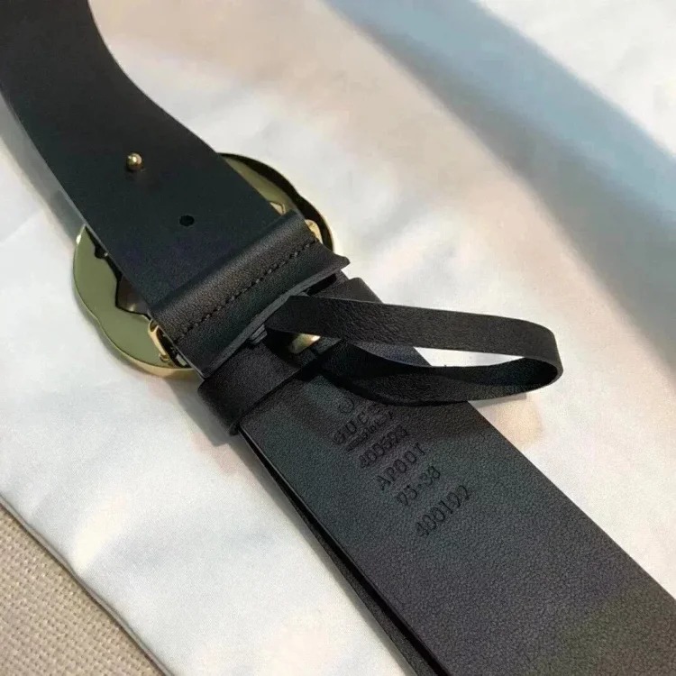 Gucci counter version men's belt double buckle business casual belt smooth buckle trouser belt