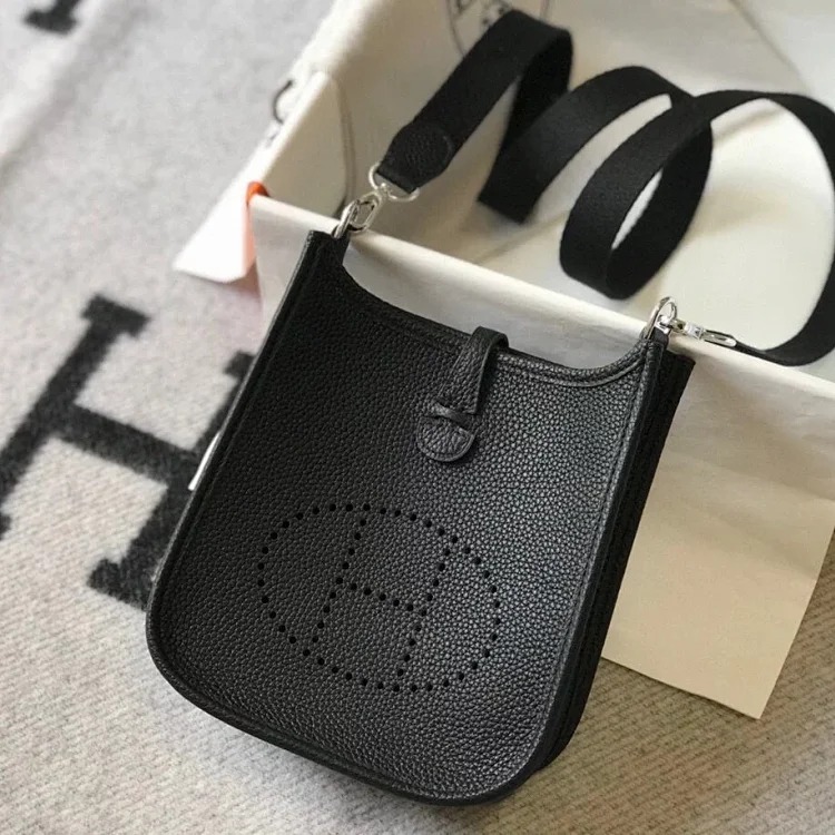 Hermès mini calfskin hollow shoulder crossbody buckle women's bag