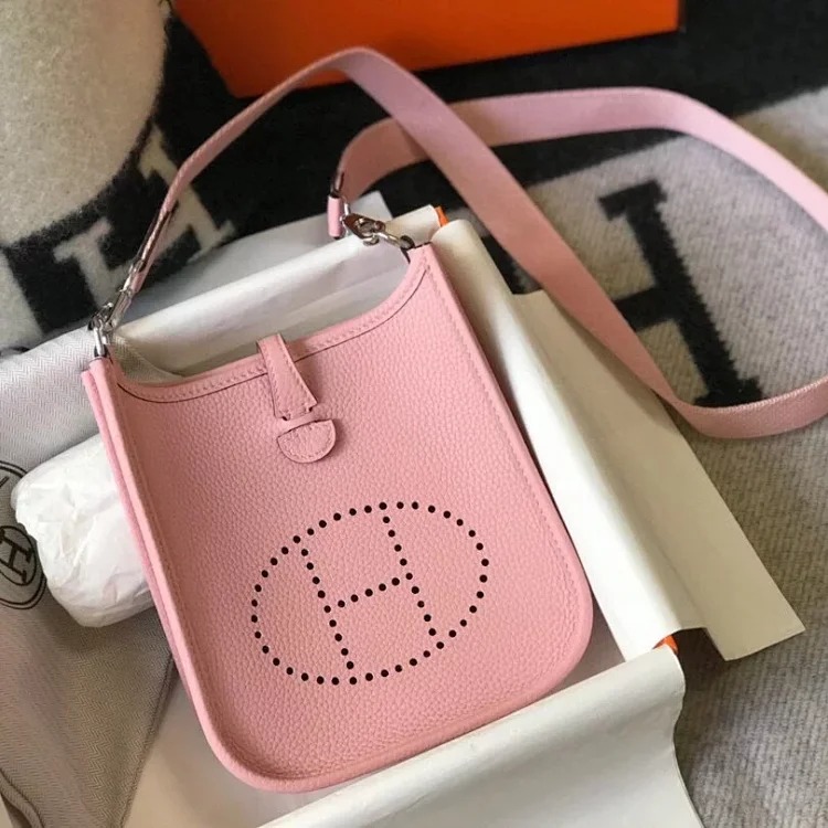 Hermès mini calfskin hollow shoulder crossbody buckle women's bag