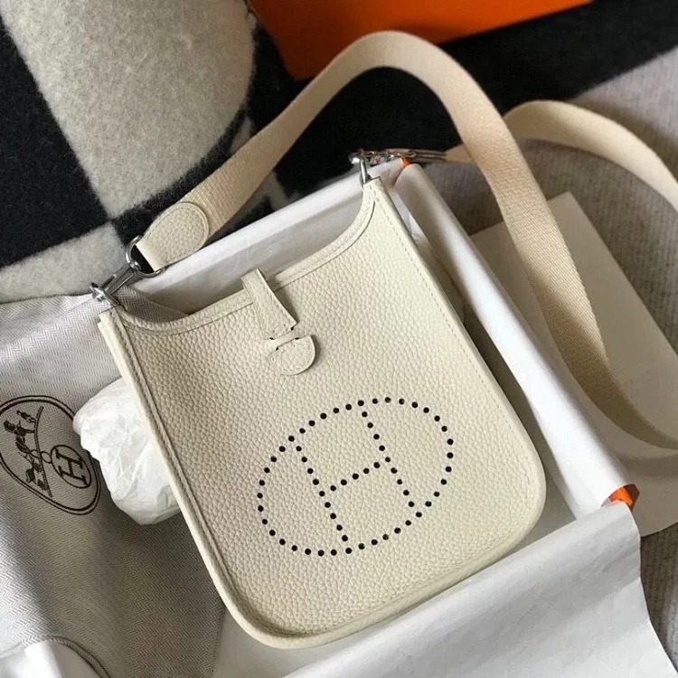 Hermès mini calfskin hollow shoulder crossbody buckle women's bag