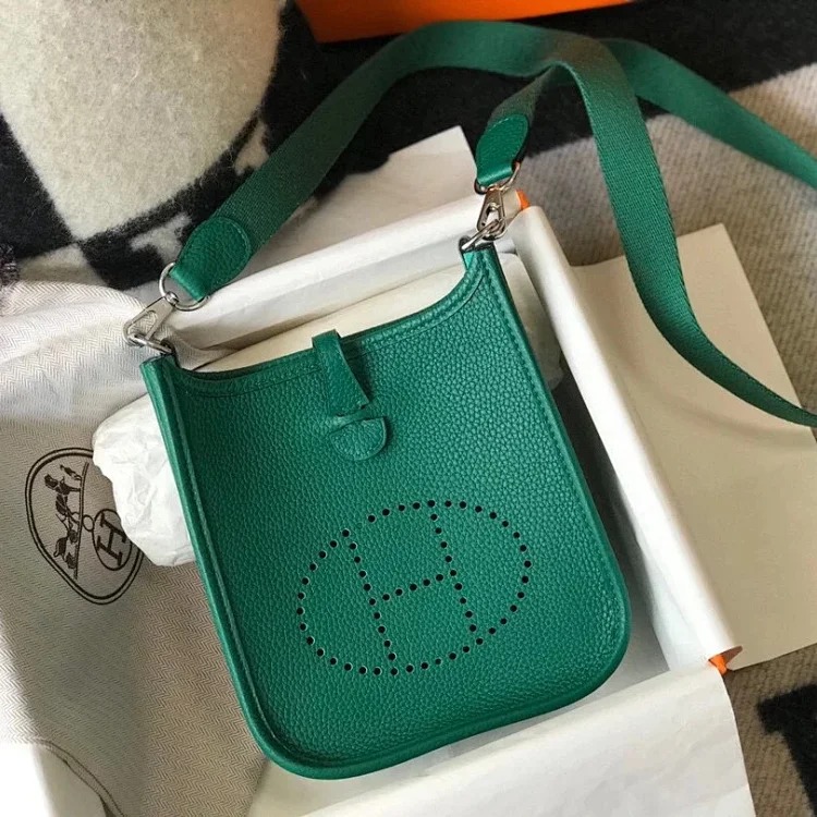 Hermès mini calfskin hollow shoulder crossbody buckle women's bag