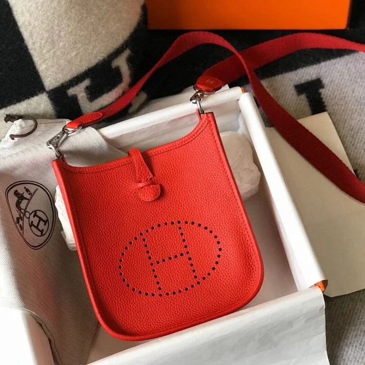 Hermès mini calfskin hollow shoulder crossbody buckle women's bag