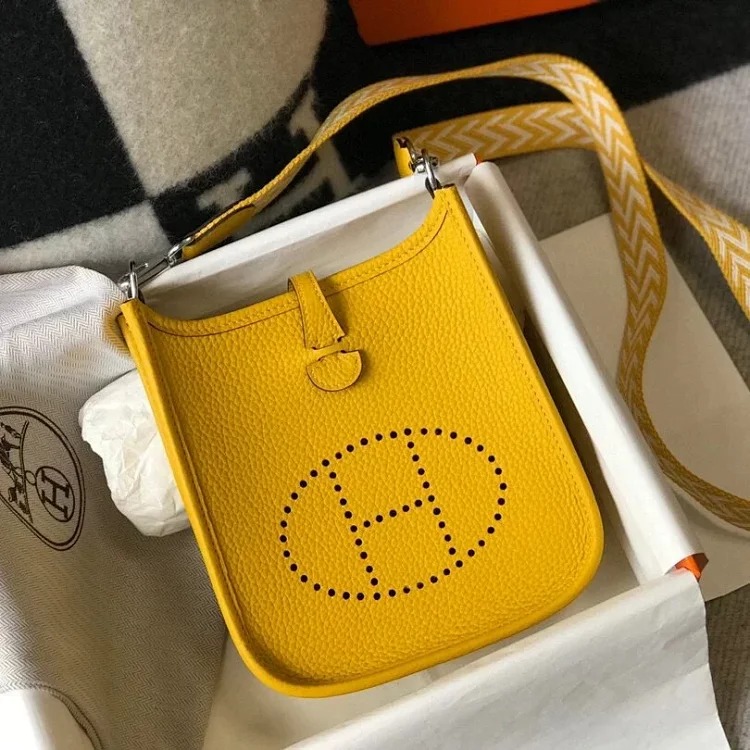 Hermès mini calfskin hollow shoulder crossbody buckle women's bag