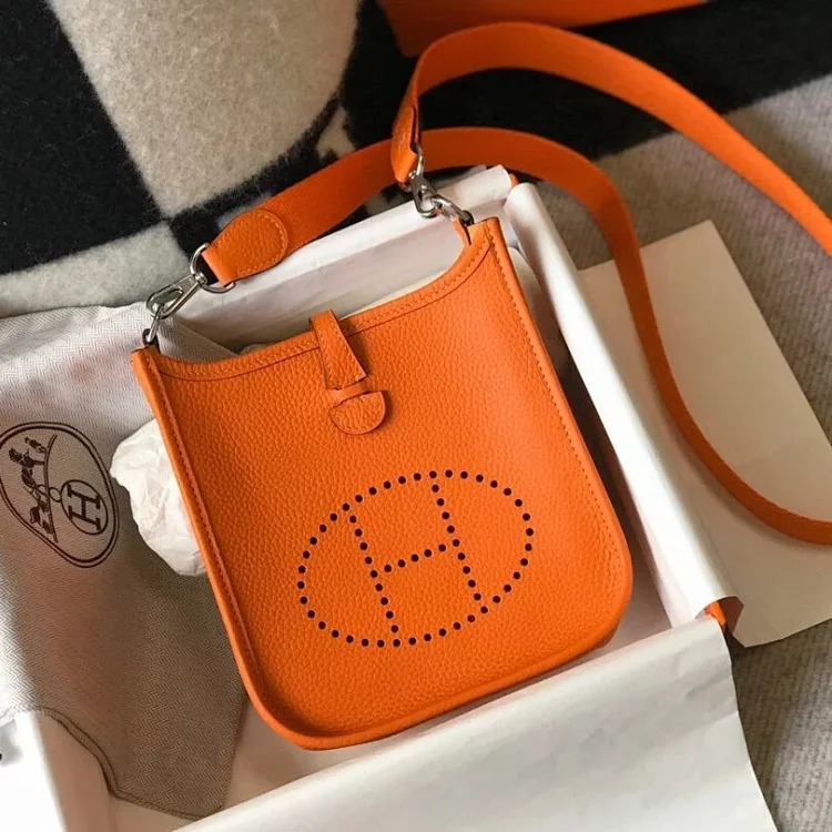 Hermès mini calfskin hollow shoulder crossbody buckle women's bag
