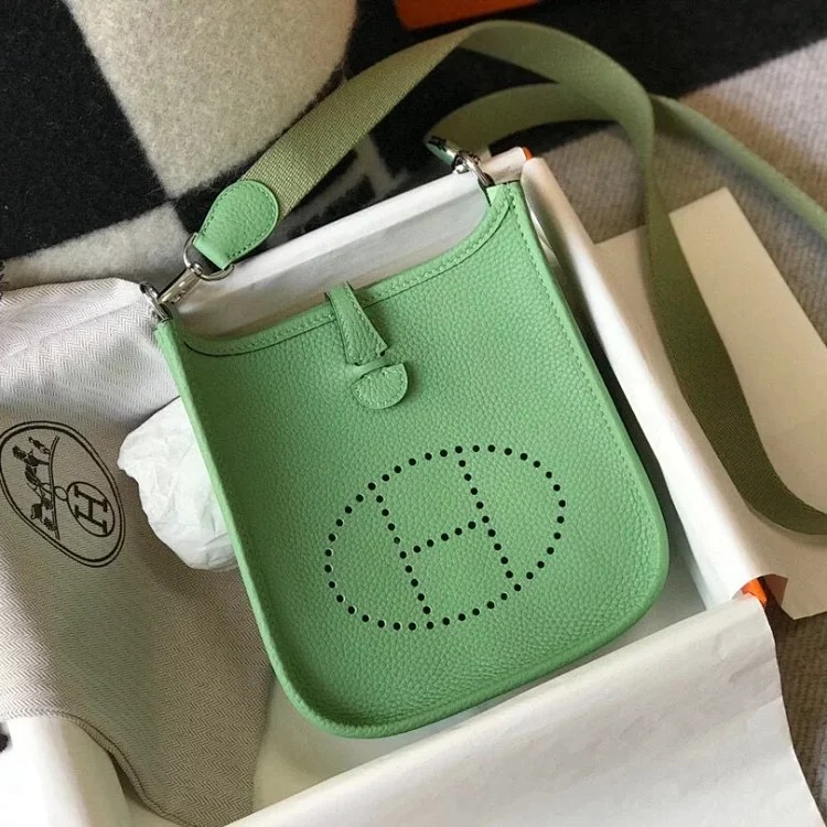 Hermès mini calfskin hollow shoulder crossbody buckle women's bag