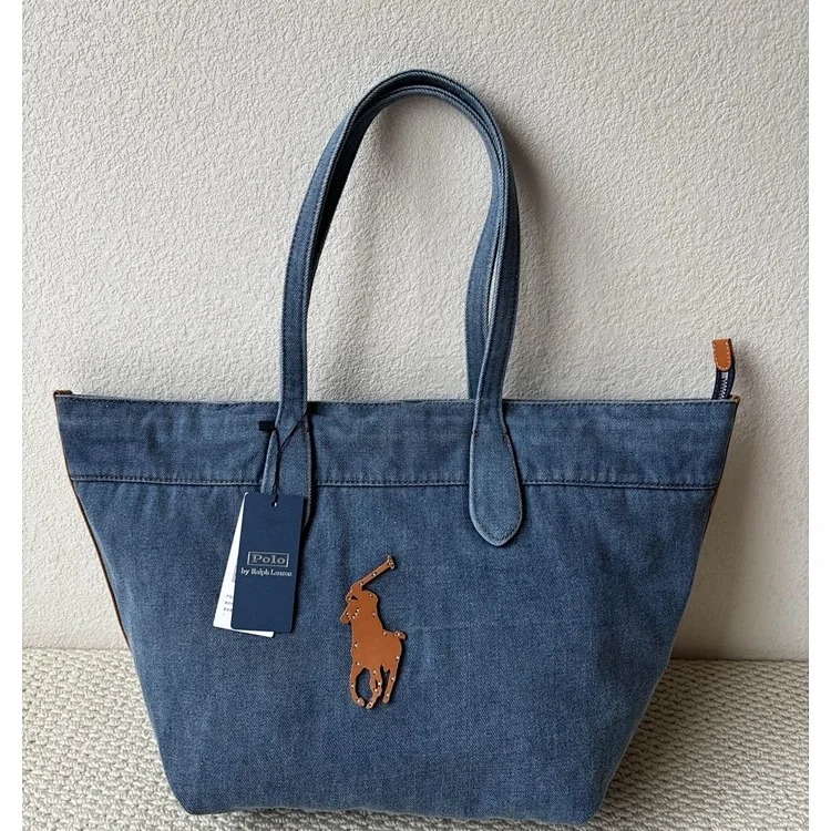 RL Raff~! Washed denim blue tote bag, perfect for commuting, shopping or short trips~!