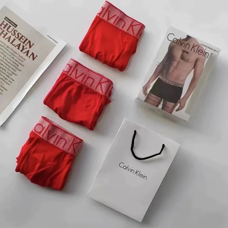 CK Men's Underwear Modal Antibacterial Breathable Seamless Mid-Rise Boxer Briefs Gift Box Three Pack