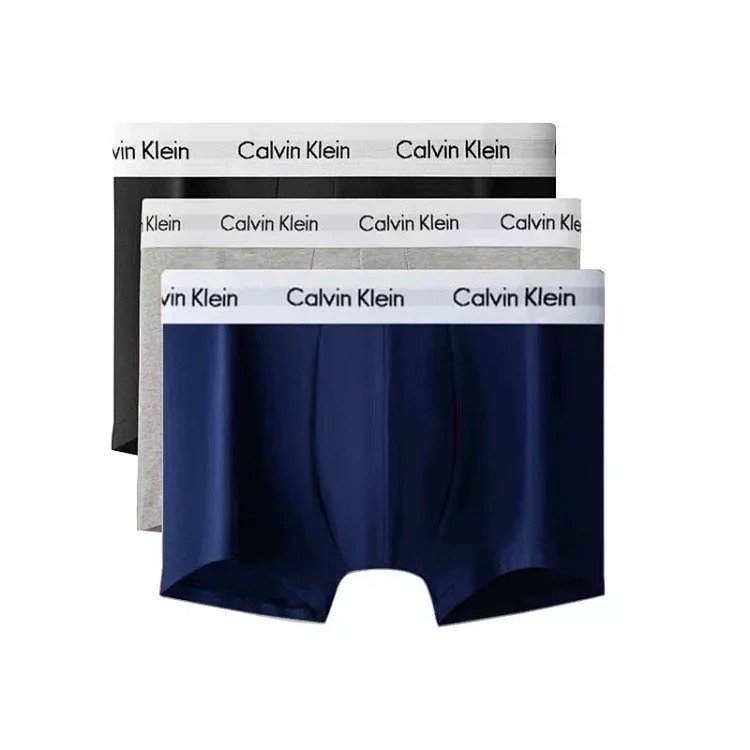 CK Men's Underwear Modal Antibacterial Breathable Seamless Mid-Rise Boxer Briefs Gift Box Three Pack