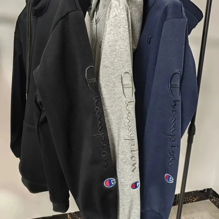 High version of independent champion sweatshirt with unicorn arm embroidery logo for men and women, casual long-sleeved pullover, sports top, jacket, trendy brand hoodie