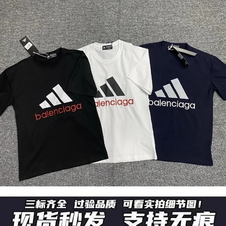 Balenciaga Balenciaga Adidas joint short sleeves with big logo catwalk style