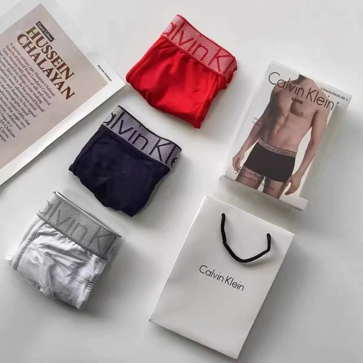 CK men's underwear pure cotton boxer antibacterial modal youth large size boxer shorts three-pack