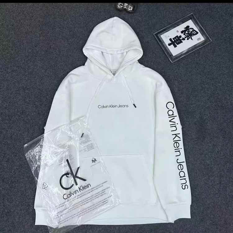 CK velvet thermal sweatshirt for men and women, knitted long-sleeved tops, couple style hooded pullover jacket