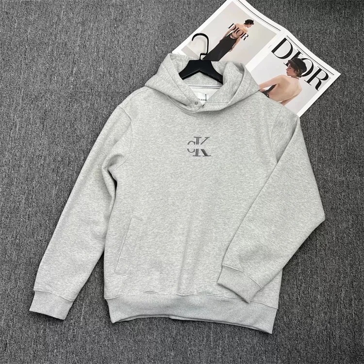 CK hooded sweatshirt jacket autumn and winter new style loose casual versatile long-sleeved top for men and women