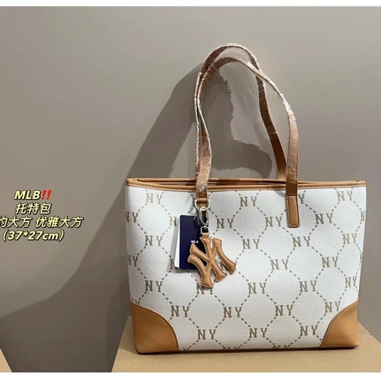 Louis Vuitton MLB canvas NY light luxury tote bag MLB fashion large-capacity commuter shoulder bag NY retro presbyopic shopping bag handbag