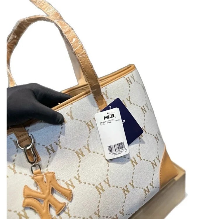 Louis Vuitton MLB canvas NY light luxury tote bag MLB fashion large-capacity commuter shoulder bag NY retro presbyopic shopping bag handbag