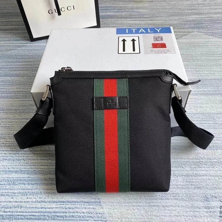 Gucci crossbody bag red and green striped men's shoulder bag large size 387111 small size 471454
