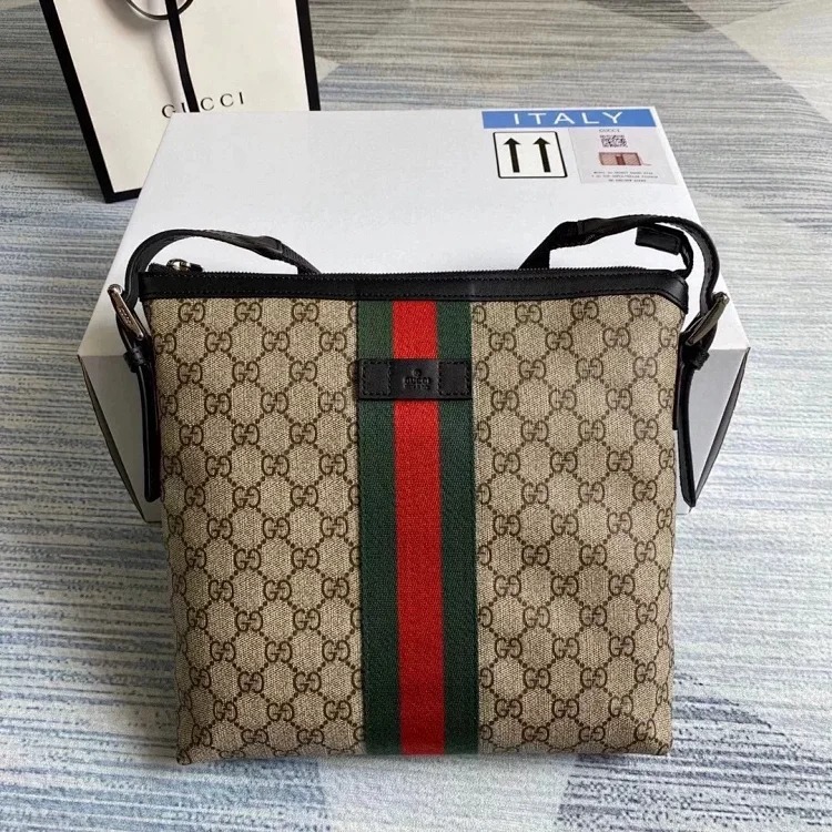 Gucci crossbody bag red and green striped men's shoulder bag large size 387111 small size 471454