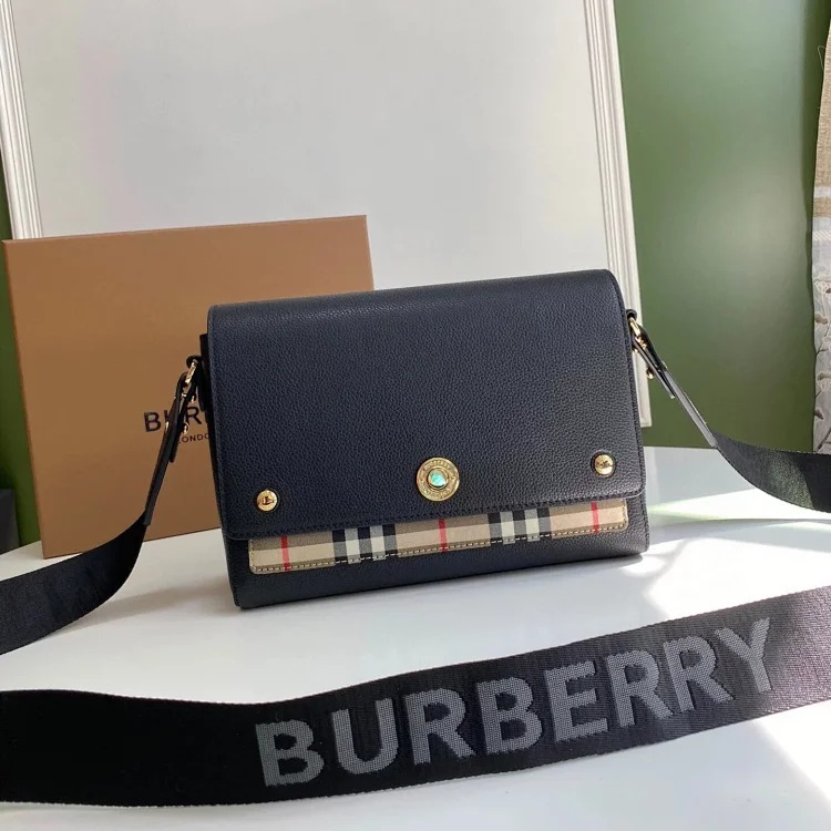 Burberry Crossbody Bag Shoulder Bag for Women Vintage Plaid and Leather Note Crossbody Bag