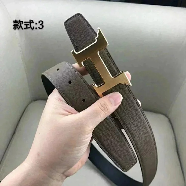 Original single counter version comes with packaging belt for men and women, double-sided belt, Italian cowhide original leather, pure steel buckle, palm pattern, H-home double H-buckle I